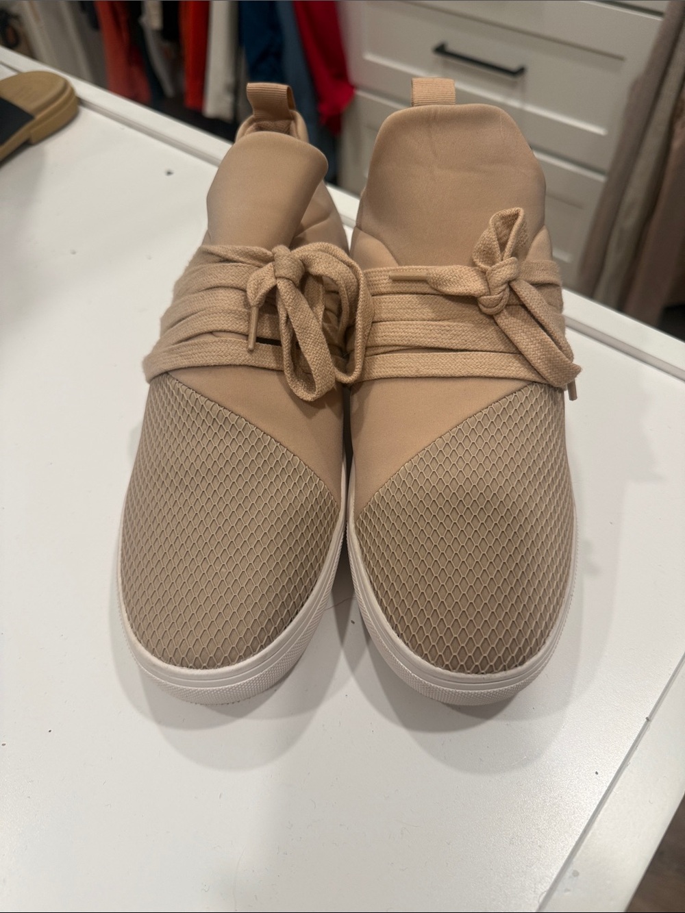 Steve Madden Women's Beige Knit Slip-On Sneakers